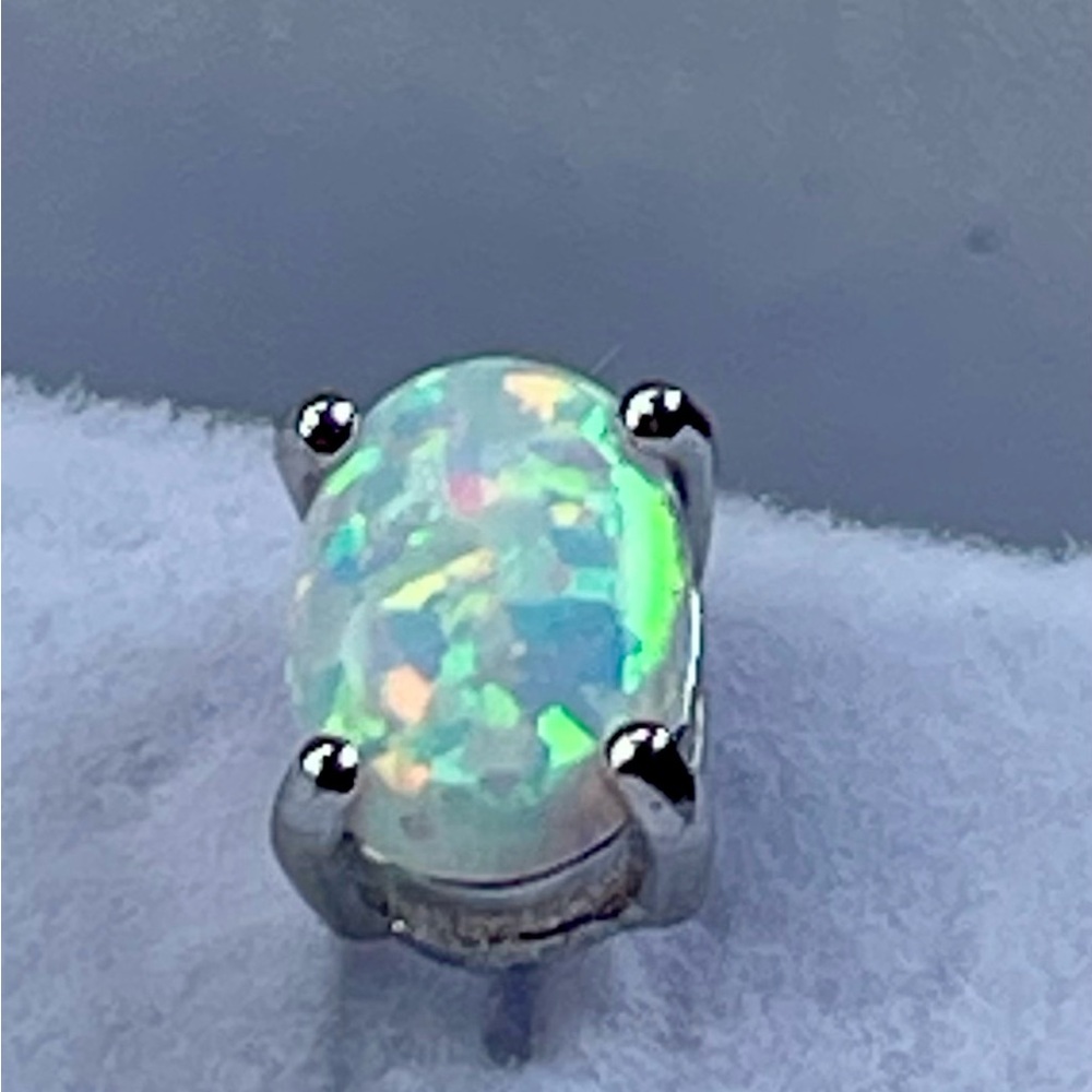 14K 2ct Australian‼️ Opal White Gold Earrings - Picture 15 of 16